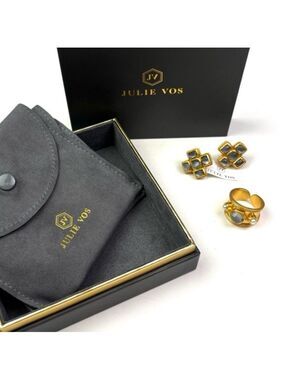 Julie Vos 24k Overlay Chunky Ring and Earring set size 8